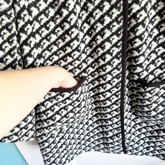 Talbots Wool Blend Sweater Coat Jacket Hidden Snap Buttons Houndstooth Style 1X - Picture 5 of 13